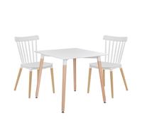 Ensemble Table À Manger En Bois De Hêtre Et Mdf Royal (80x80 Cm) Et 2 Chaises Royal Blanc Blanc