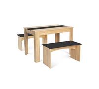 IDMarket - Ensemble table à manger et 2 bancs ROZY 4 personnes 110 cm façon hêtre et noir