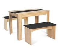 IDMarket - Ensemble table à manger et 2 bancs ROZY 4 personnes 110 cm façon hêtre et noir