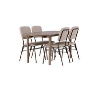 Ensemble Table à Manger et 4 Chaises Andy & Seda 180cm Naturel et Beige