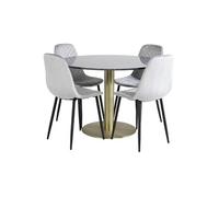 Ensemble Table à Manger et 4 Chaises Estelle II et Polar I 106cm Gris Foncé et Gris