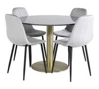 Ensemble Table à Manger et 4 Chaises Estelle II et Polar I 106cm Gris Foncé et Gris Imprimé G