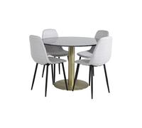 Ensemble Table à Manger et 4 Chaises Estelle II & Polar 106cm Noir et Gris
