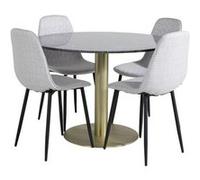 Ensemble Table à Manger et 4 Chaises Estelle II & Polar 106cm Noir et Gris Imprimé G