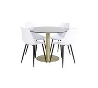 Ensemble Table à Manger et 4 Chaises Estelle & Polar 106cm Gris Foncé et Blanc