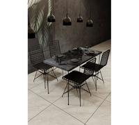 Ensemble table à manger et 4 chaises Hanah Home 203DRG1601 Industriel Noir 120x60x75 cm