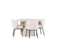 Ensemble Table à Manger et 4 Chaises Lanzo & Agnes 120cm Naturel et Blanc