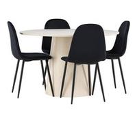 Ensemble Table à Manger et 4 Chaises Lanzo & Polar 120cm Bois Naturel et Noir Noir