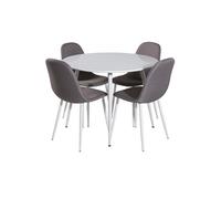 Ensemble Table à Manger et 4 Chaises Plaza & Polar 100cm Blanc et Gris