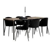 Ensemble Table à Manger et 6 Chaises Pelle & Wrinkles 190cm Noir Noir