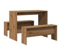Ensemble table à manger et bancs 3 pcs bois d ingénierie Marron G