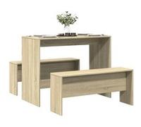 Ensemble table à manger et bancs 3 pcs bois d ingénierie Marron G