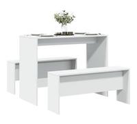Vidaxl Ensemble Table À Manger Et Bancs 3pcs Blanc Bois D'ingénierie Multicolore