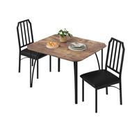 Ensemble Table à Manger et chaises pour 2 Personnes,Table de Cuisine légère avec 2 Cuir Chaise Rembourré,Carde metal,Table salle manger et chaises 3 pièces pour petits espaces,appartement(Brun)