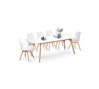 IDMarket - Ensemble table à manger extensible Inga 160-200 cm 6 chaises SARA blanches