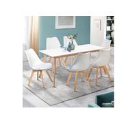 IDMarket - Ensemble Table à Manger Extensible Inga 160-200 cm et 6 chaises SARA Blanches Design scandinave