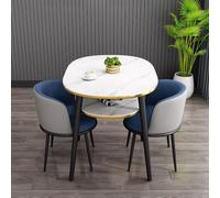 Ensemble Table à Manger Faux Marbre avec 2 Chaises, Bistro Petit Espace