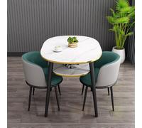 Ensemble Table à Manger Faux Marbre avec 2 Chaises, Bistro Petit Espace