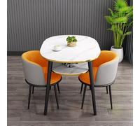Ensemble Table à Manger Faux Marbre avec 2 Chaises, Bistro Petit Espace
