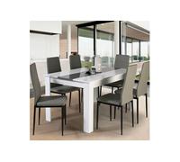 IDMarket - Ensemble Table à Manger Georgia 140 cm Blanche et Grise et 6 chaises Romane Grises