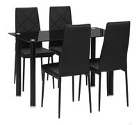 Ensemble table à manger - HOMCOM - meubles 5 pièces cuisine salle à manger plateau verre trempé - acier - noir