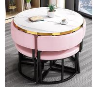 Ensemble Table à Manger Moderne pour 4 Personnes - Table de Cuisine 90 cm avec Chaises, Mobilier Compact pour Appartement, Salle à Manger, Bureau, Salon ou Salle de Réunion F Without Expert Assembly