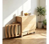 Ensemble Table à Manger Pliante Bois Massif, Extensible à charnière rétractable, tiroir Rangement, 4 chaises Pliables, Portable pour Maison, Salon, Bureau