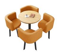 Ensemble Table à Manger pour 4 Personnes, Table de Réception et Chaises, Bureau de Négociation, Bureau de Conférence, pour La Maison, Le Salon, Le Balcon, Le Café, La Salle de Pause(Orange)