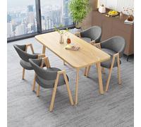 Ensemble Table à Manger Rectangulaire avec 4 Chaises Ensemble Table Et Chaises de Salle à Manger Plateau de 25 Mm D'éPaisseur Mousse Confortable à Rebond Adapté pour La Maison Log + Dark Grey Cloth