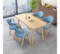 Ensemble Table à Manger Rectangulaire avec 4 Chaises Ensemble Table Et Chaises de Salle à Manger Plateau de 25 Mm D'éPaisseur Mousse Confortable à Rebond Adapté pour La Maison Log + Blue Cloth