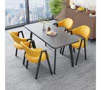 Ensemble Table à Manger Rectangulaire avec 4 Chaises Ensemble Table Et Chaises de Salle à Manger Plateau de 25 Mm D'éPaisseur Mousse Confortable à Rebond Adapté pour La Maison Gray + Yellow