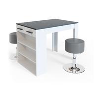 Ensemble table à manger Repose 67x100cm avec 2 tabourets Anthracite/blanc Vicco