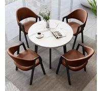 Ensemble table à manger ronde avec 4 chaises, table de détente peu encombrante pour bureau, salon, café.