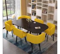 Ensemble table à manger ronde avec 6 chaises, meubles modernes pour cuisine, salle à manger et bureau, salle de conférence, petite taille, parfait pour le salon et le salon