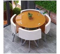 Ensemble Table À Manger Ronde/Carrée avec 4 Chaises, Table De Conférence De 80 Cm pour Cuisine et Salon, Mobilier De Salle À Manger Élégant pour Le Bureau et La Maison,14