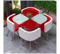 Ensemble Table À Manger Ronde/Carrée en Verre pour 4 Personnes, Table De Réception et Chaises, Table Moderne avec Plateau en Verre Trempé De 1,3 Cm, pour Cuisine,14