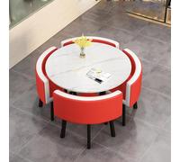 Ensemble Table à Manger Ronde compacte avec chaises pour Petit Bureau, réception ou Club, idéal pour Les réunions et Gain de Place (Gris 90 cm/35,4")