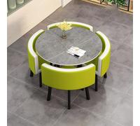 Ensemble Table à Manger Ronde compacte avec chaises pour Petit Bureau, réception ou Club, idéal pour Les réunions et Gain de Place (Gris Bleu 90 cm/35,4")