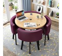 Ensemble table à manger ronde moderne avec 4 chaises pour petit bureau, salle de conférence, violet PU, 80 cm, meubles de salle à manger élégants pour cuisine, salon, salon