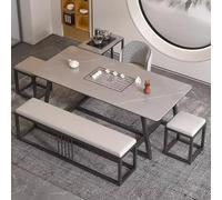 Ensemble Table à thé et Chaise en Pierre de Luxe légère de Style Chinois, Ensemble de Table de Brassage de thé Kung Fu Simple et Moderne et Plateau à thé, Nouvelle Collection(1.8m Set d)