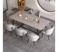 Ensemble Table à thé et Chaise en Pierre de Luxe légère de Style Chinois, Ensemble de Table de Brassage de thé Kung Fu Simple et Moderne et Plateau à thé, Nouvelle Collection(1.4m Set b)