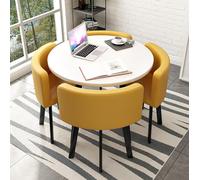 Ensemble table à thé ronde au lait - Petite table à manger et chaises pour cuisine, petit déjeuner, bar ou salle de conférence - Design élégant de 80 x 75 cm pour les maisons modernes