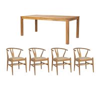 Ensemble table AMILA + 4 chaises POGIANA - Naturel et beige