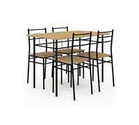 Ensemble table ANGIE 4 personnes + 4 chaises bois et métal noir