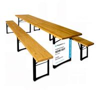 Casaria® Ensemble Table et 2X bancs Pliable Bois 220 cm 10 Personnes Salon de Jardin Peu encombrant Pique-Nique Camping