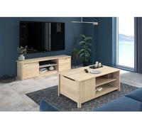 Ensemble Table basse avec coffre et Meuble Tv - BETTY - Panneau de particules -Reproduction Chene - PARISOT