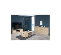 Ensemble Table basse avec coffre, Meuble Tv et Buffet - BETTY - Panneau de particules - Décor Chêne - PARISOT