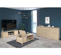 Ensemble Table basse avec coffre, Meuble Tv et Buffet - BETTY - Panneau de particules -Reproduction Chene - PARISOT