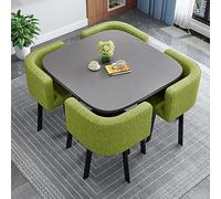 Ensemble table basse de 80 cm avec 4 chaises en coton et lin vert élégant, idéal pour les salles de conférence et de réunion, design contemporain, parfait pour les clubs et les espaces de travail.