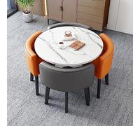 Ensemble table basse de bureau pour le bureau et l'hôtel, table de salle à manger ronde avec 4 chaises, petit balcon, meubles de loisirs, design moderne orange et gris foncé
